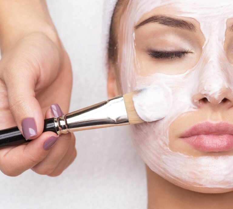 Facial mask being applied during a facial in Jumeirah at Zuri