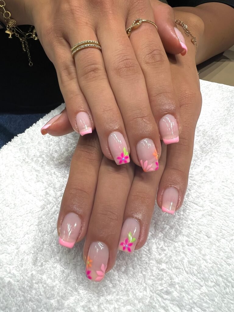 French tip and nail art manicure at Zuri Beauty Lounge, Dubai