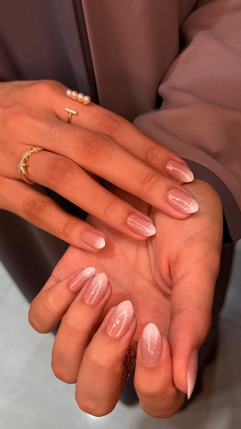 French tip and nail art manicure at Zuri Beauty Lounge, Dubai